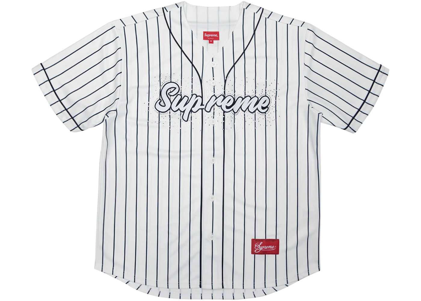 Supreme Rhinestone Baseball Jersey Pinstripe