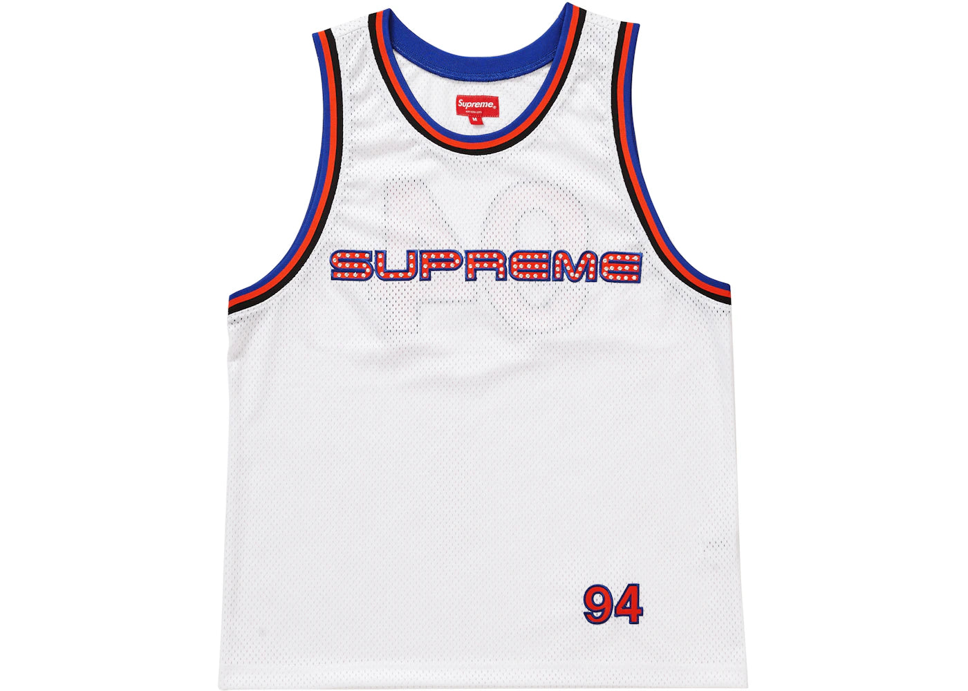 Supreme Rhinestone Basketball Jersey White