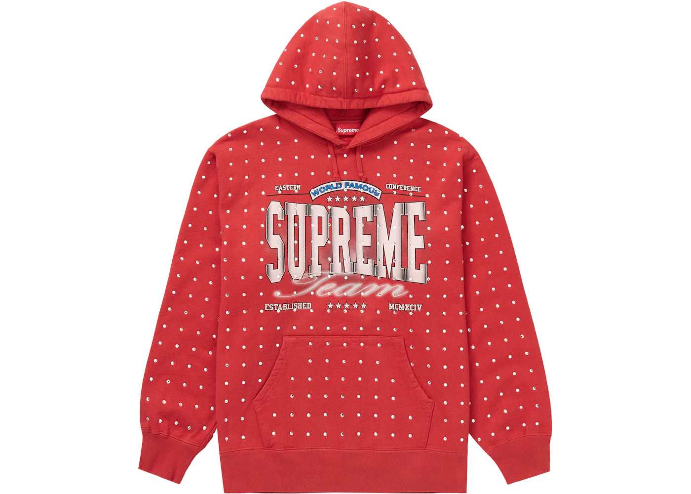 Supreme Rhinestone Hooded Sweatshirt Burnt Red
