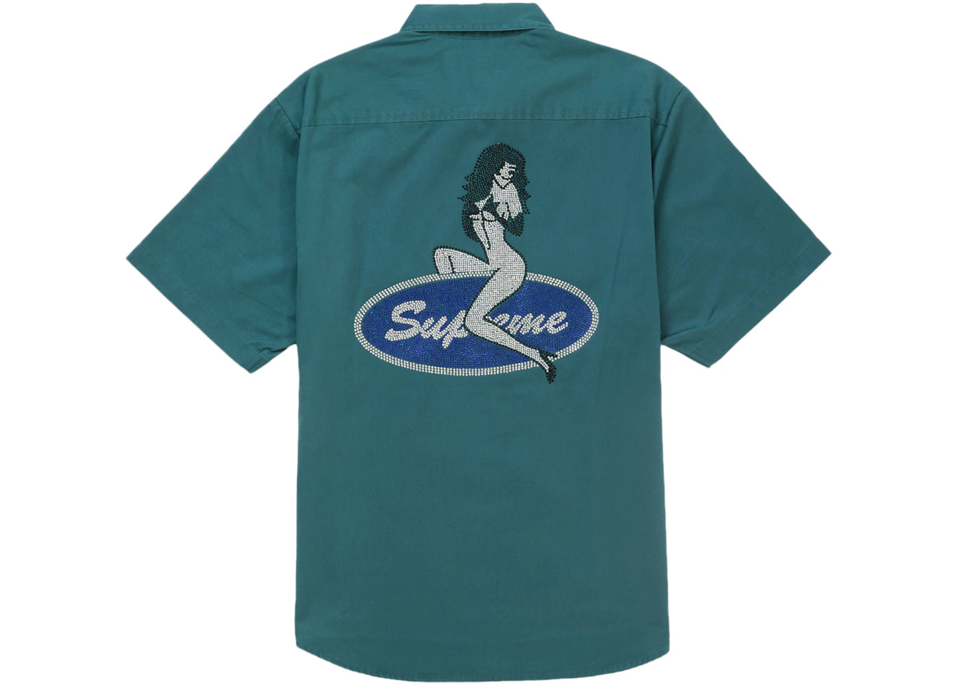Supreme Rhinestone Pin Up S/S Work Shirt Green