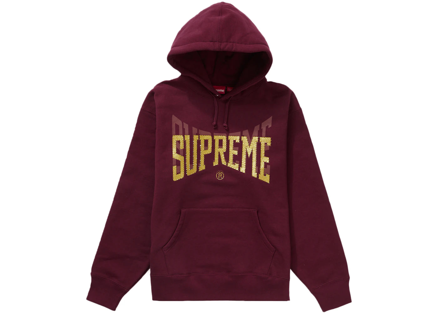 Supreme Rhinestone Shadow Hooded Sweatshirt Burgundy