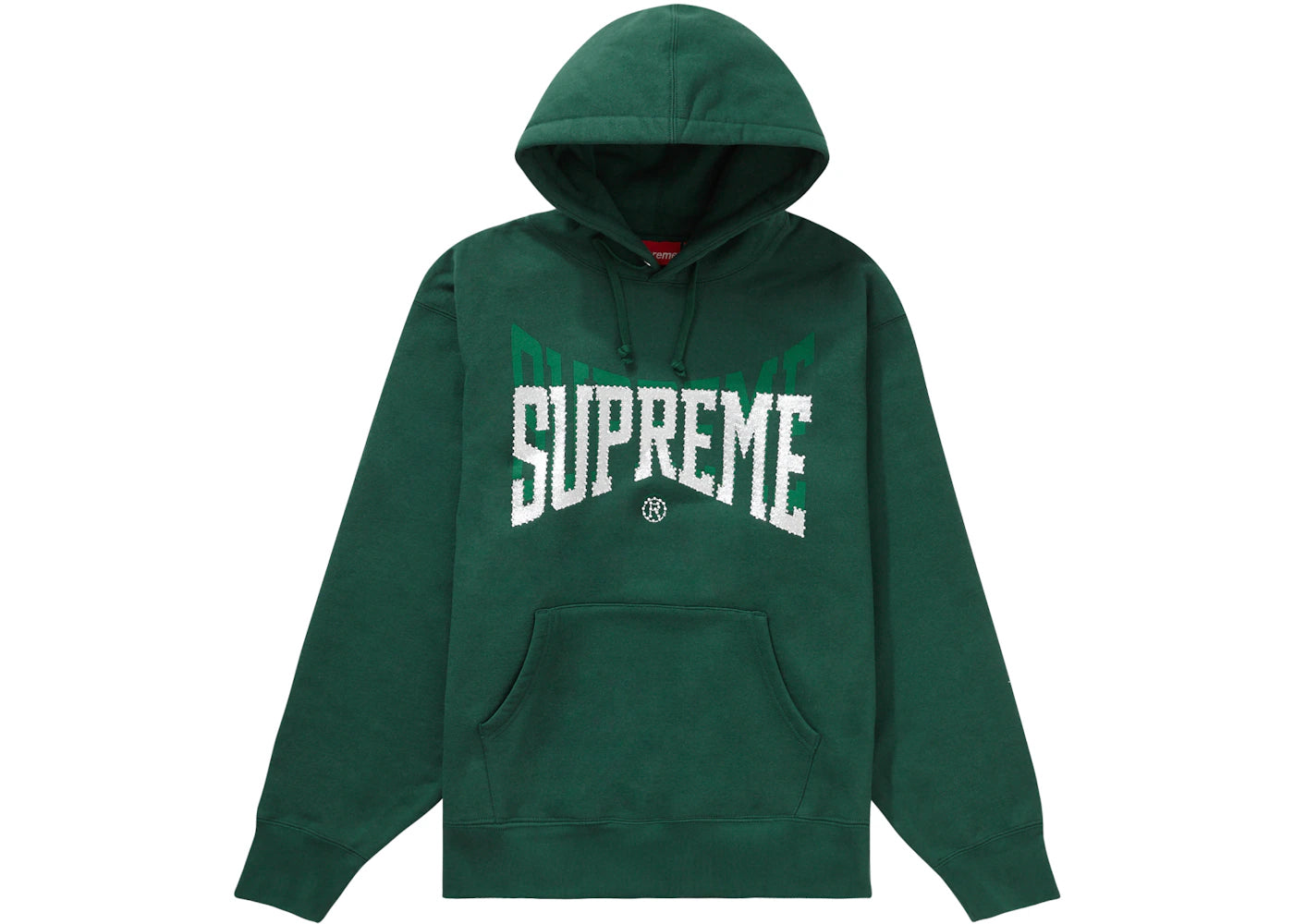 Supreme Rhinestone Shadow Hooded Sweatshirt Dark Green