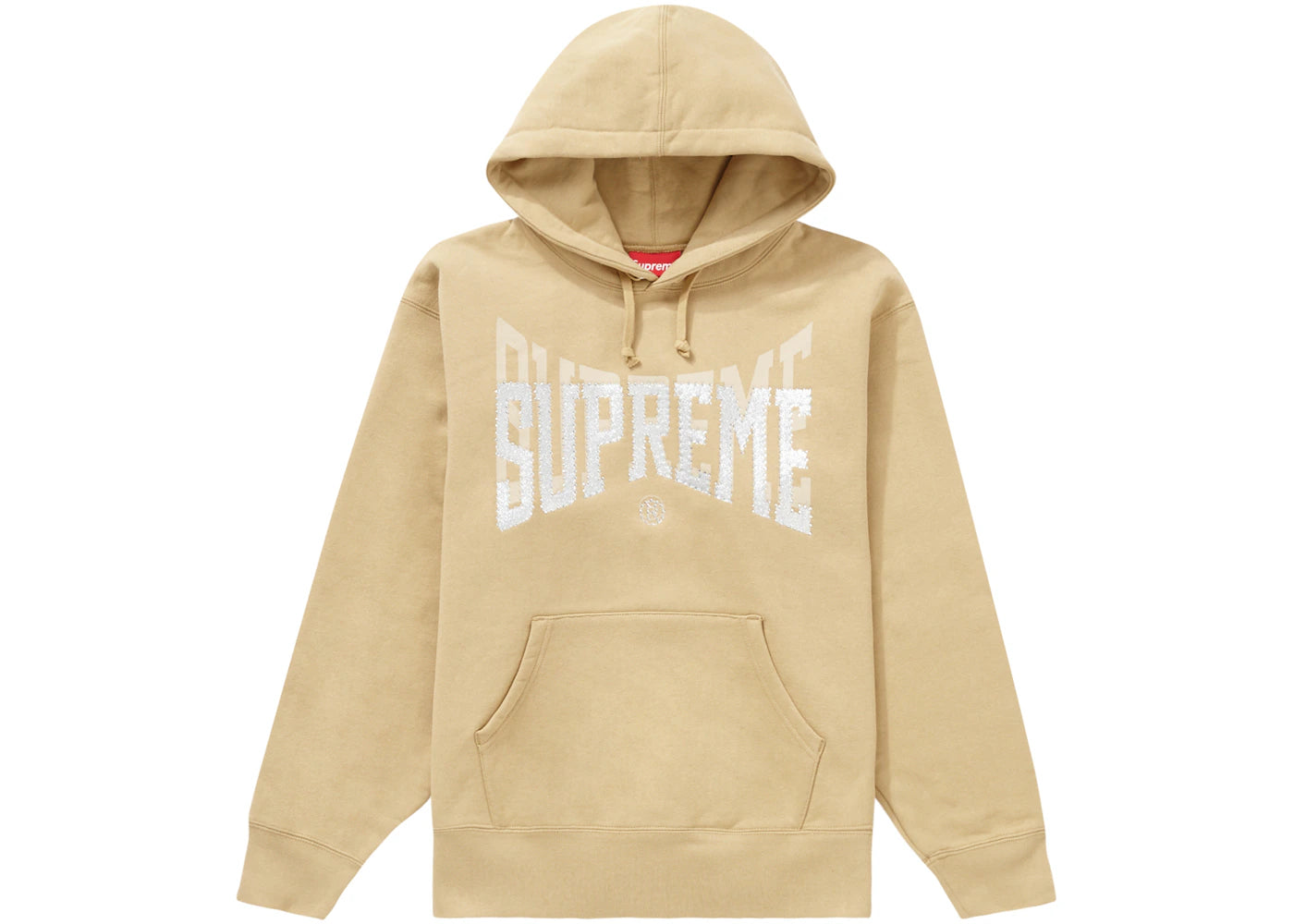 Supreme Rhinestone Shadow Hooded Sweatshirt Dark Tan