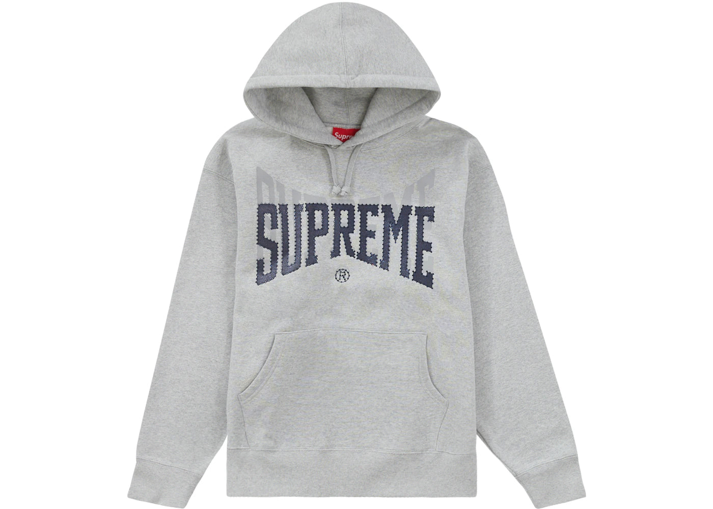 Supreme Rhinestone Shadow Hooded Sweatshirt Heather Grey