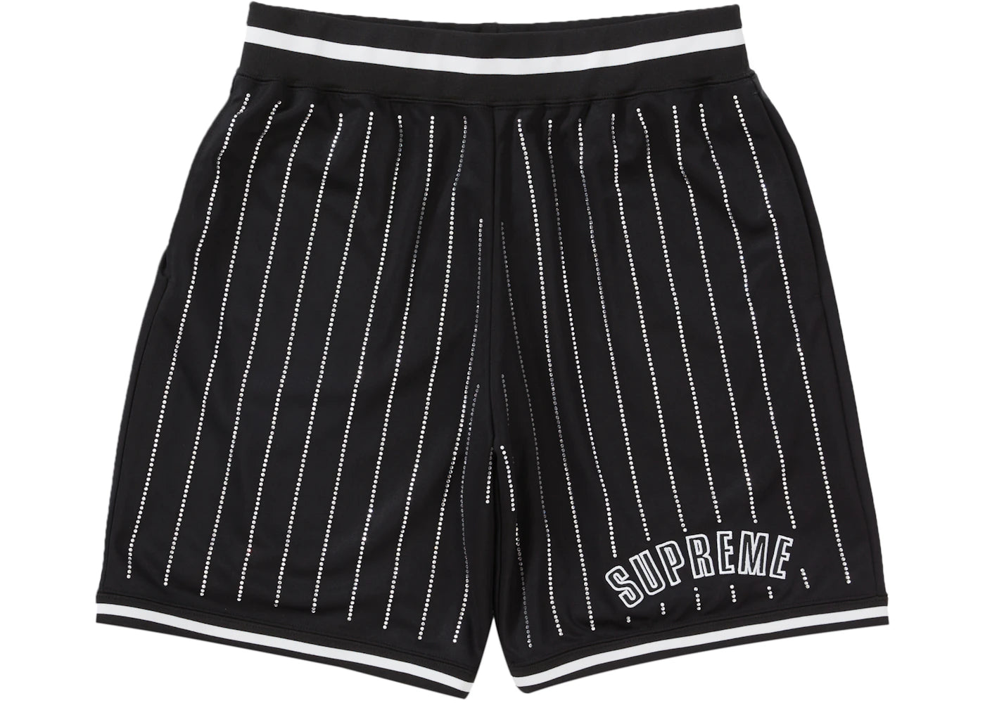Supreme Rhinestone Stripe Basketball Short Black