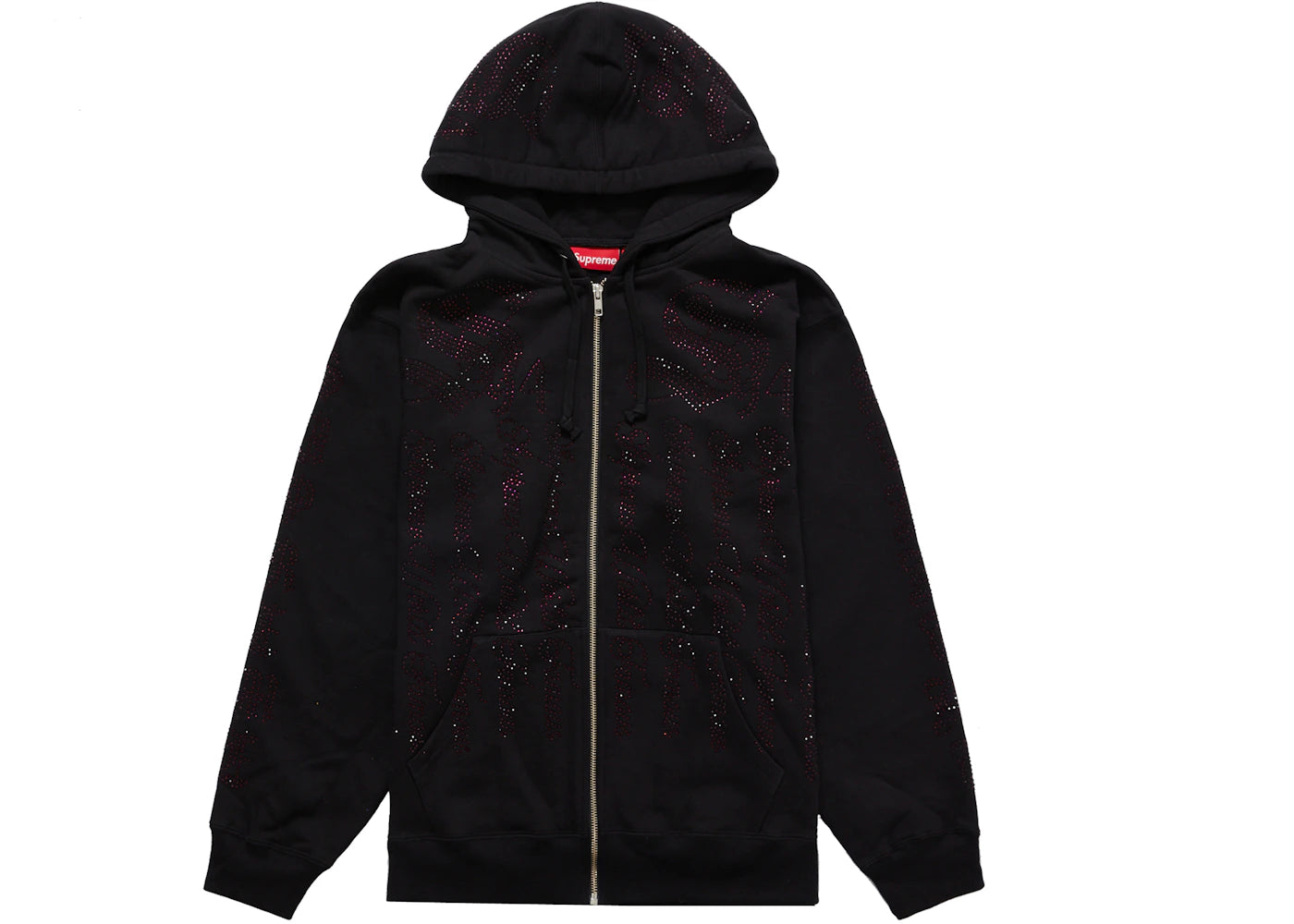 Supreme Rhinestone Zip Up Hooded Sweatshirt Black