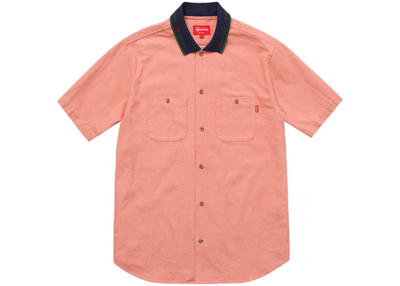 Supreme Rib Collar SS Denim Shirt Peach