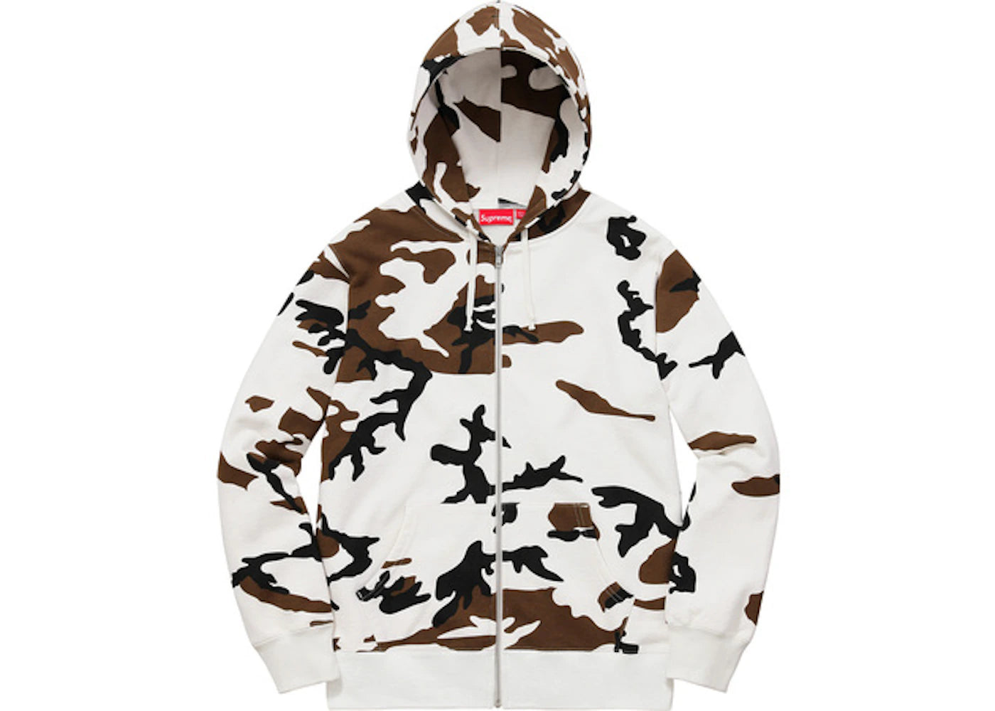 Supreme Rib Logo Zip Up Hoodie Brown Camo