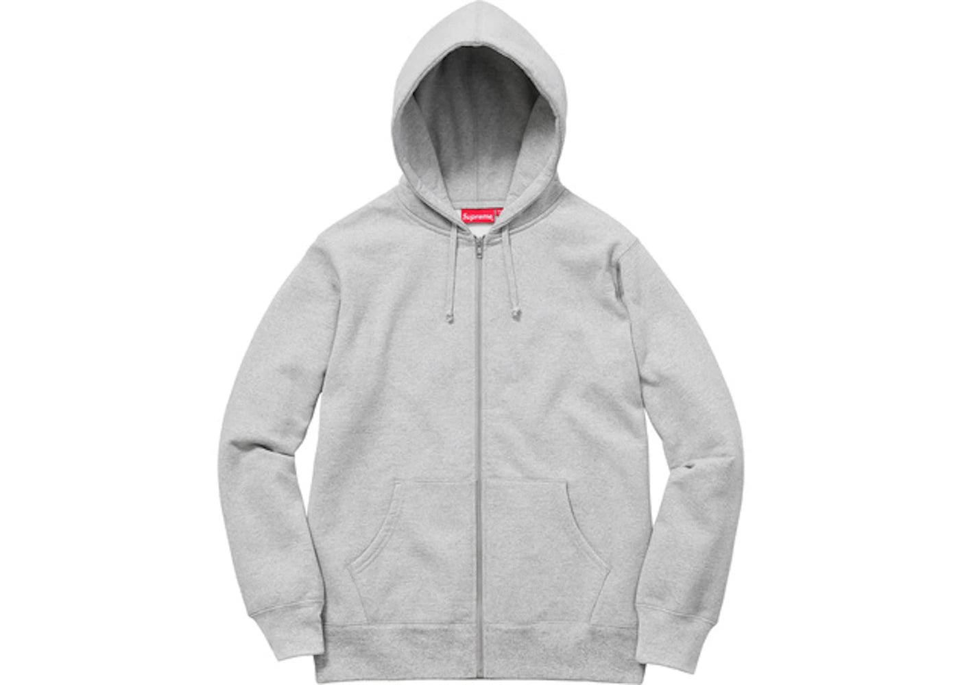 Supreme Rib Logo Zip Up Hoodie Heather Grey