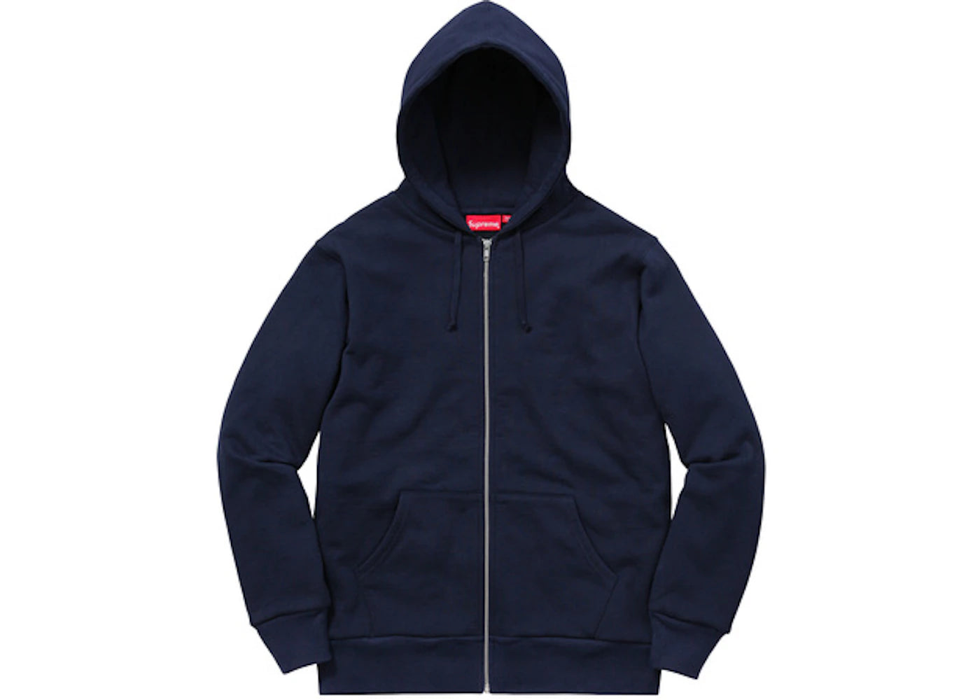 Supreme Rib Logo Zip Up Hoodie Navy