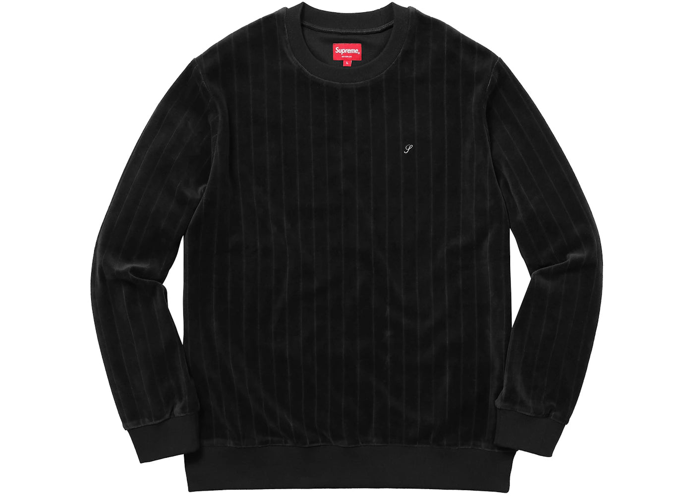 Supreme Ribbed Velour Crewneck Black