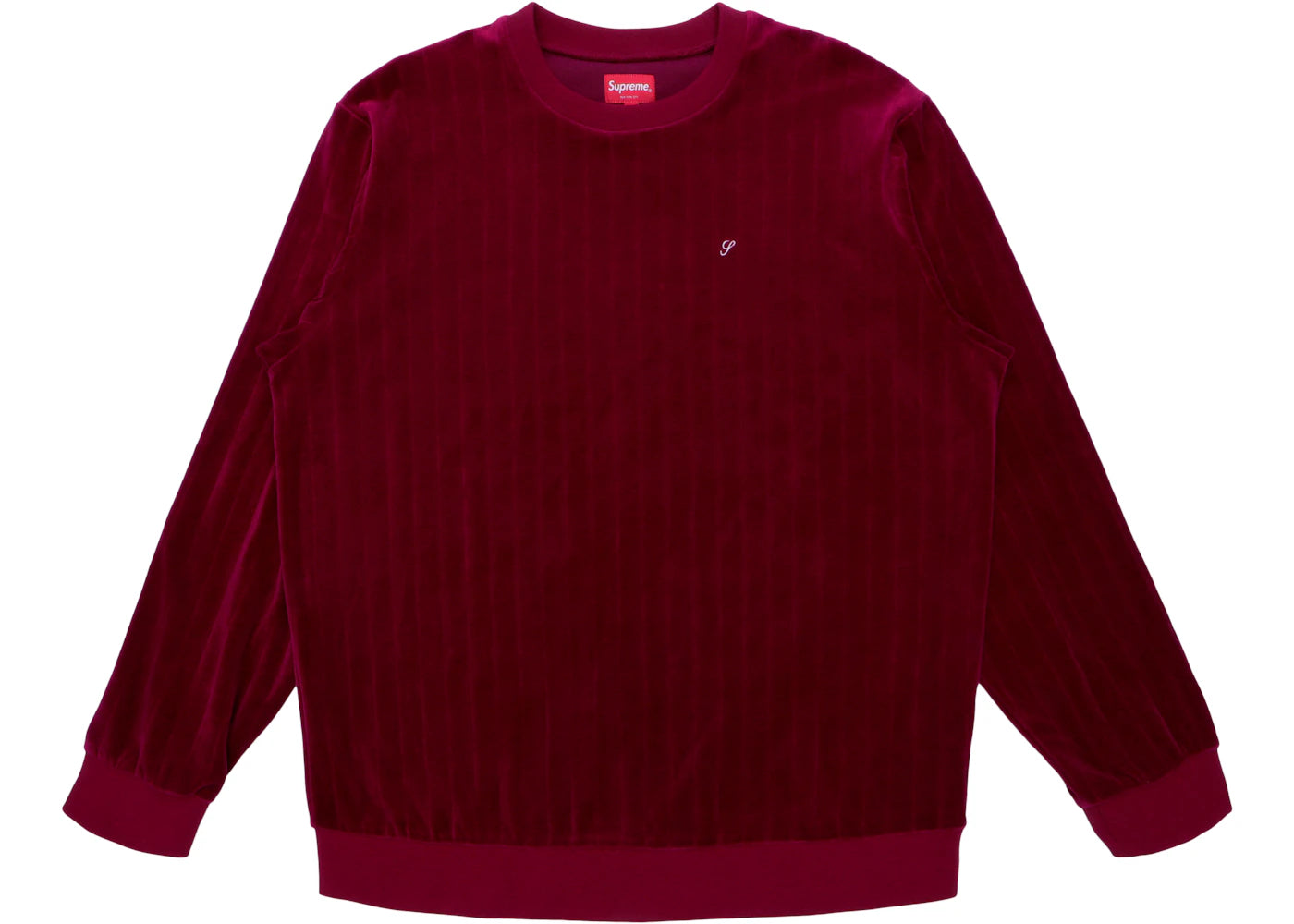 Supreme Ribbed Velour Crewneck Burgundy