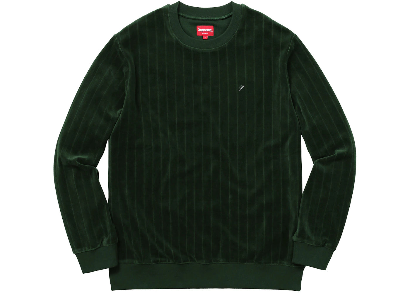 Supreme Ribbed Velour Crewneck Dark Green