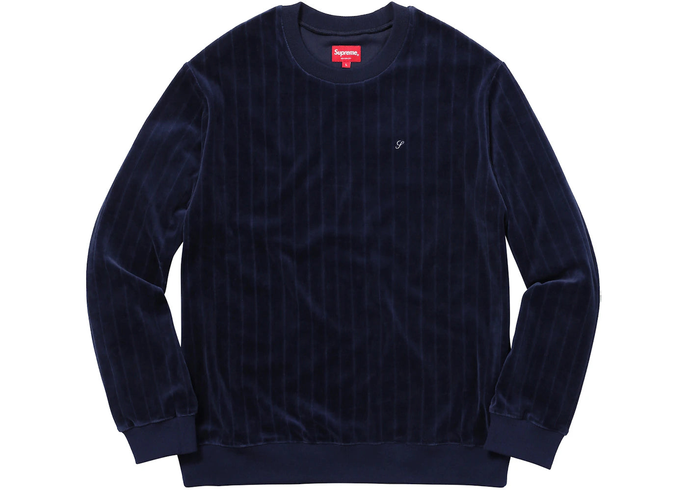 Supreme Ribbed Velour Crewneck Navy