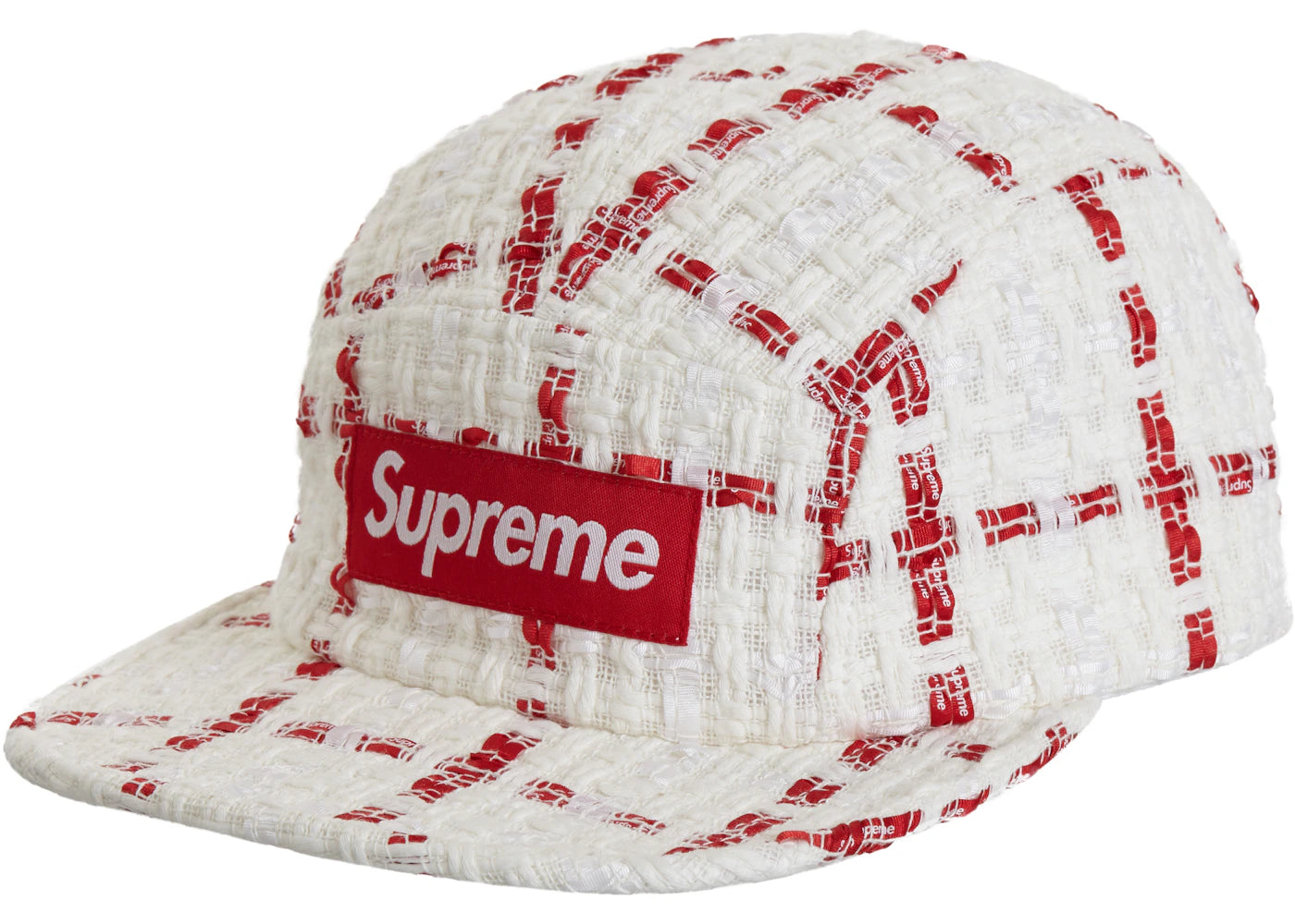 Supreme Ribbon Boucle Camp Cap White