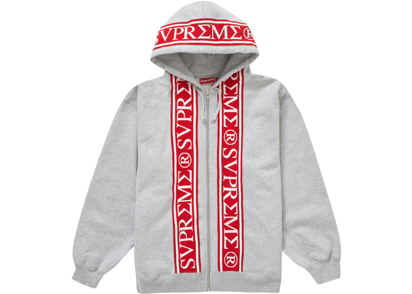 Supreme Roman Zip Up Hooded Sweatshirt Heather Grey