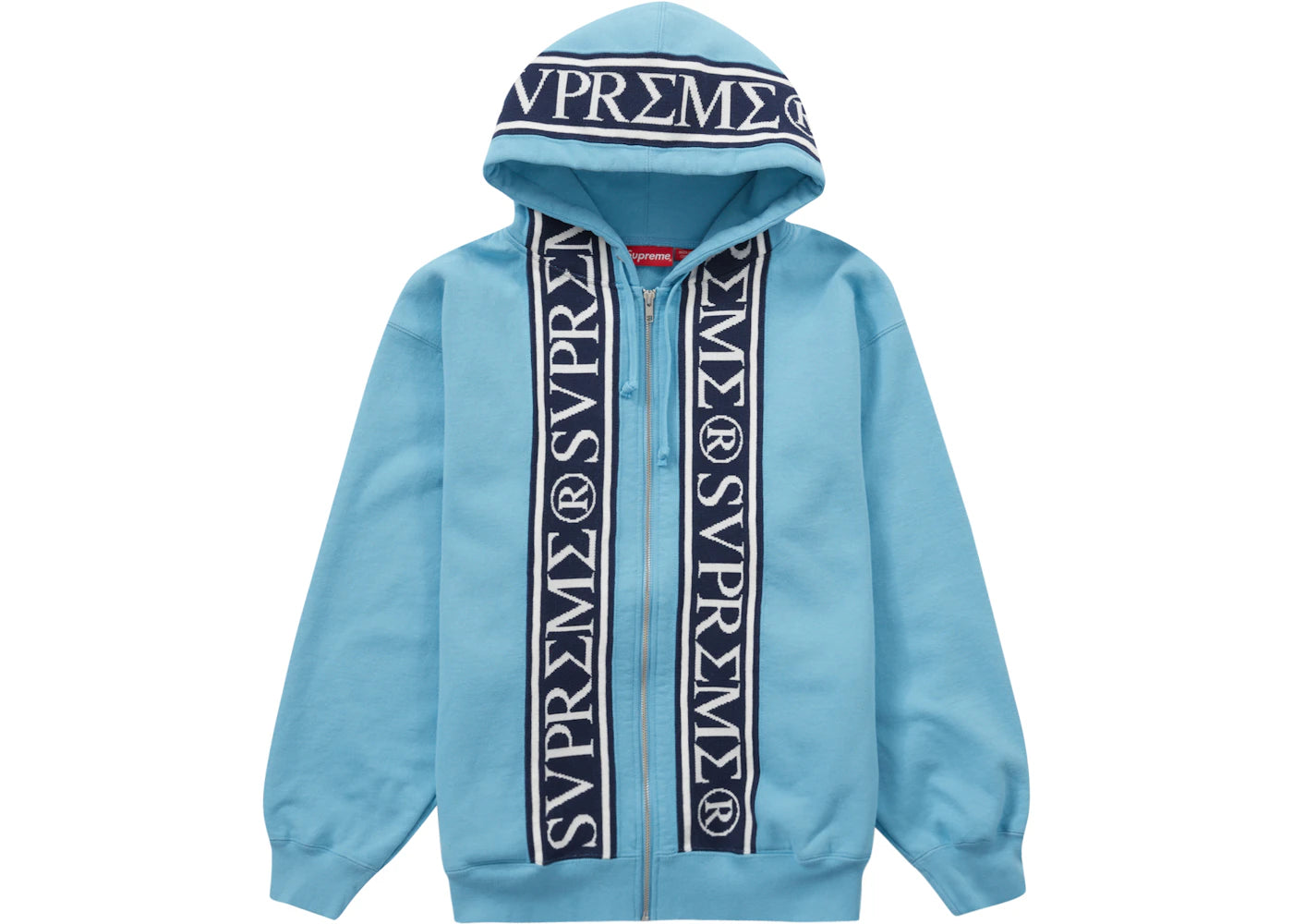 Supreme Roman Zip Up Hooded Sweatshirt Light Blue