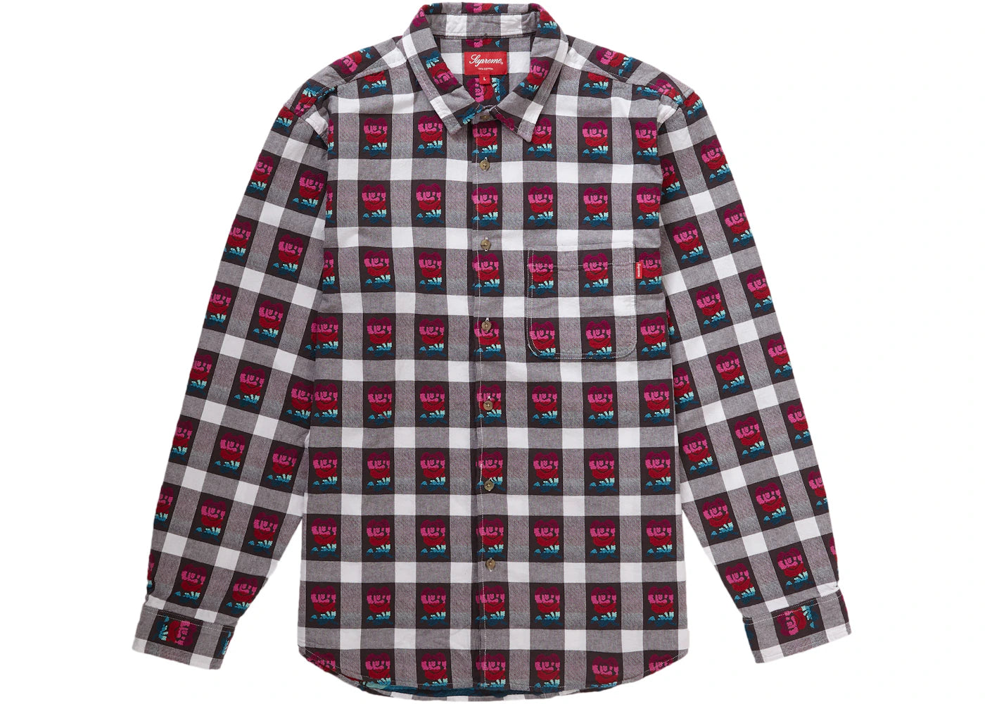 Supreme Rose Buffalo Plaid Shirt White