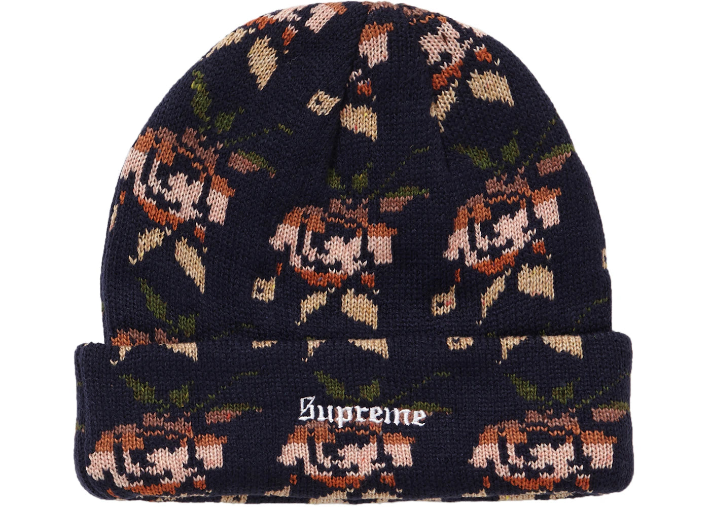 Supreme Rose Jacquard Beanie Navy