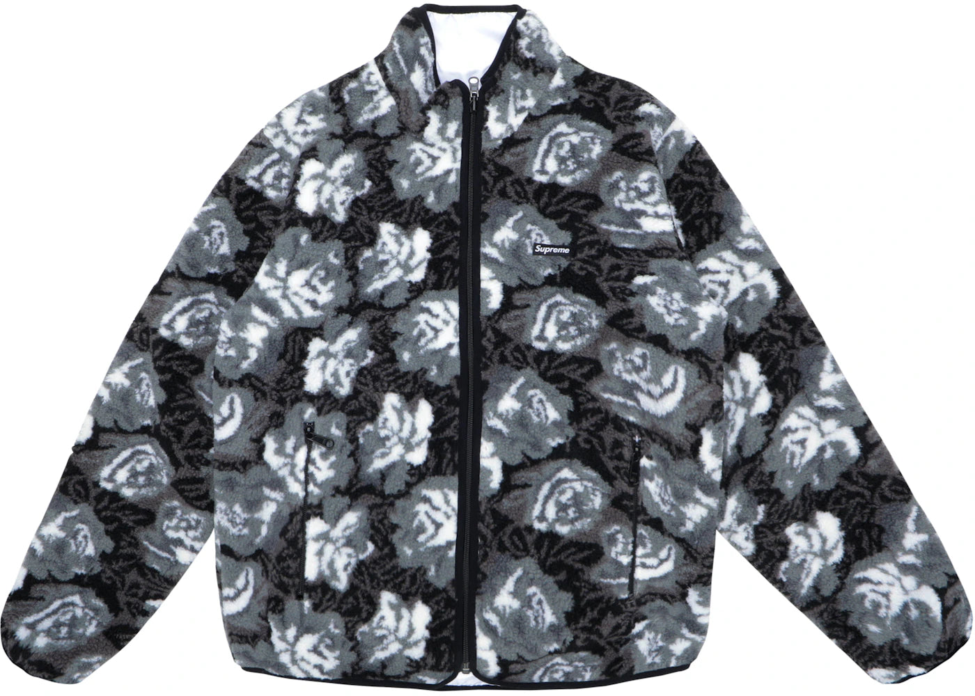 Supreme Roses Sherpa Fleece Reversible Jacket Black