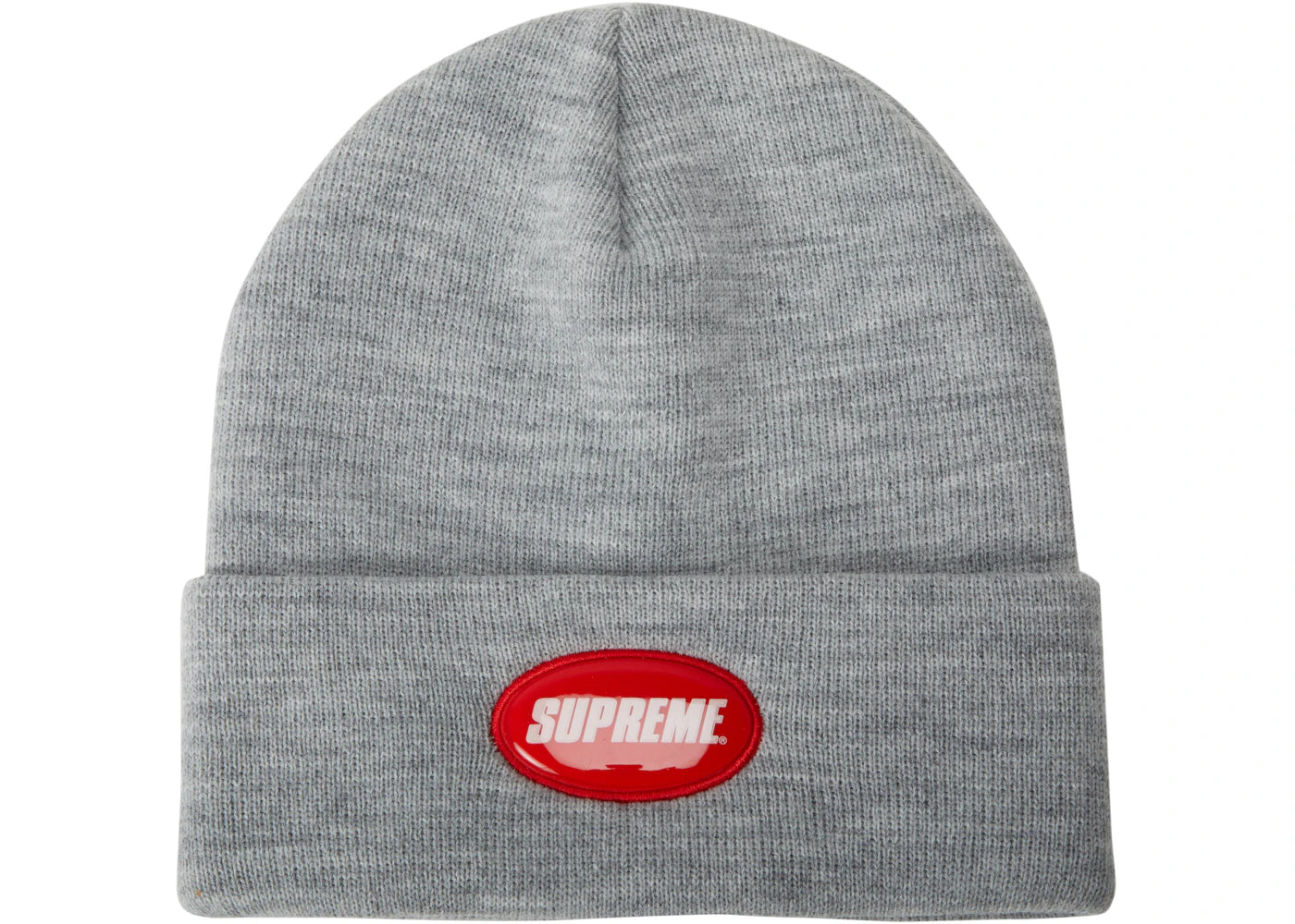 Supreme Rubber Patch Beanie Heather Grey