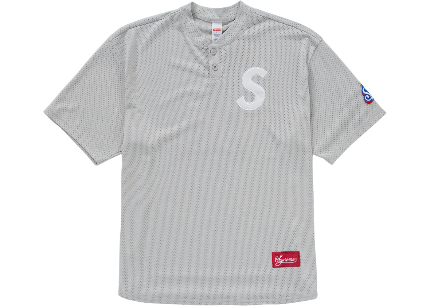Supreme S Logo Baseball Henley Grey