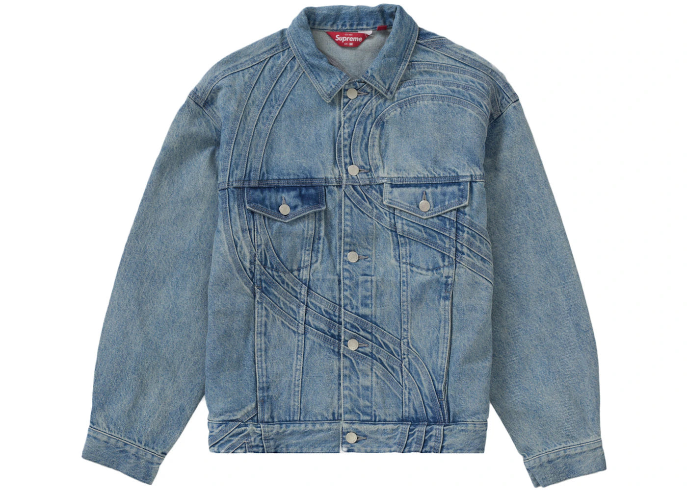 Supreme S Logo Denim Trucker Jacket Washed Blue