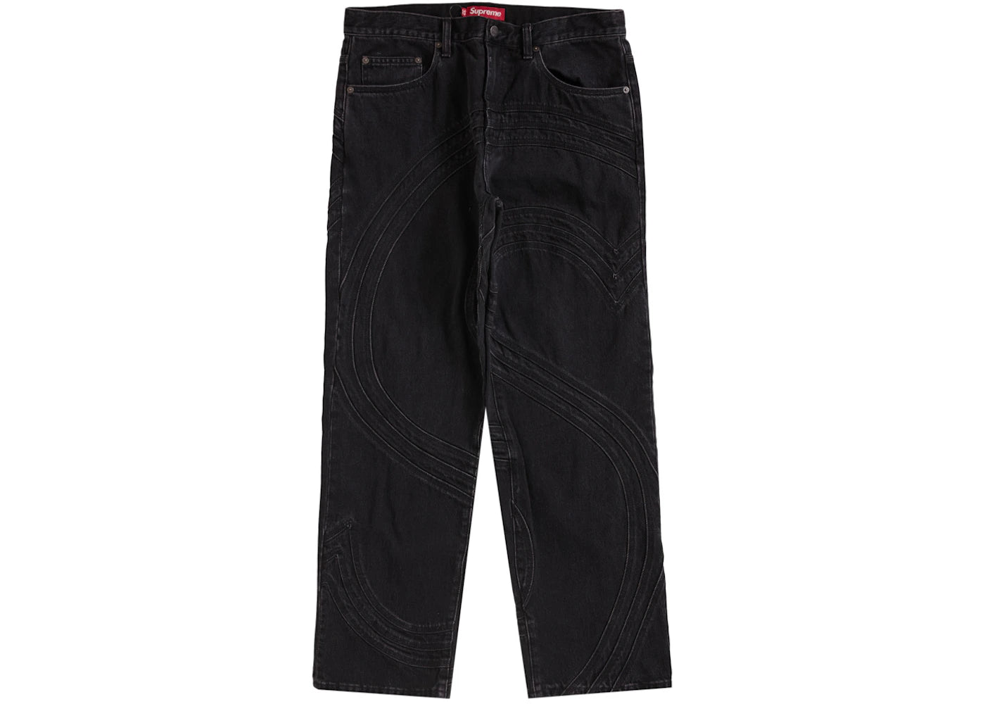 Supreme S Logo Loose Fit Jean Washed Black