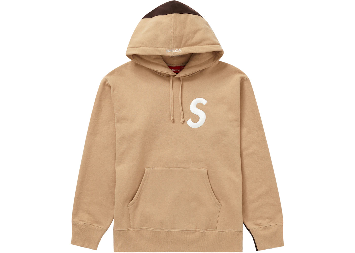 Supreme S Logo Split Hooded Sweatshirt Tan
