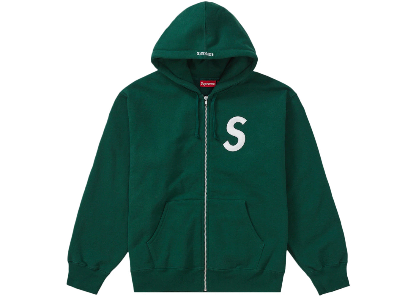 Supreme S Logo Zip Up Hooded Sweatshirt Dark Green