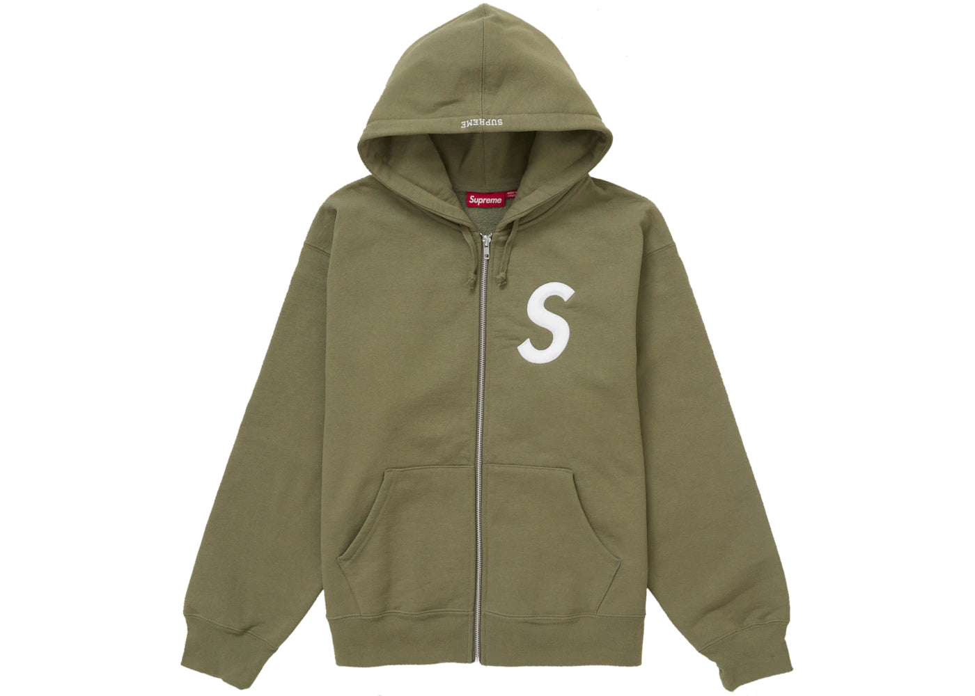 Supreme S Logo Zip Up Hooded Sweatshirt (FW24) Light Olive