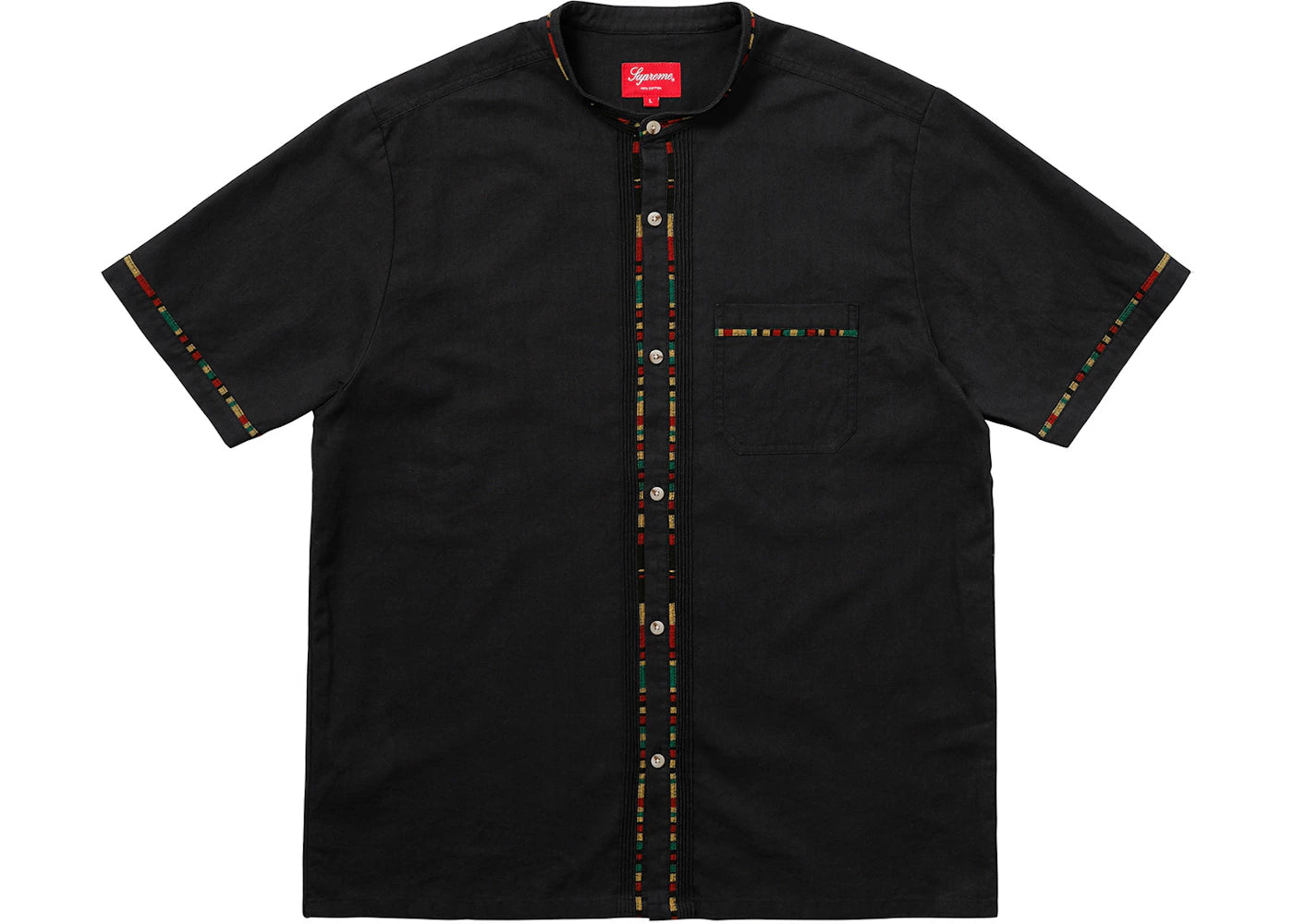 Supreme S/S Band Collar Shirt Black