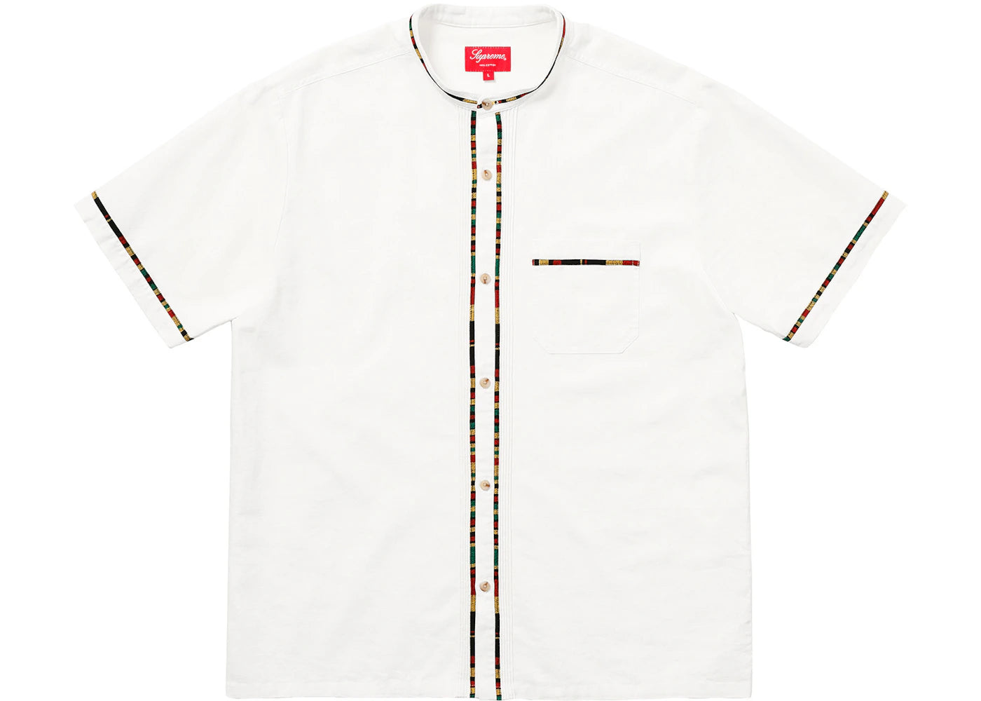 Supreme S/S Band Collar Shirt Natural