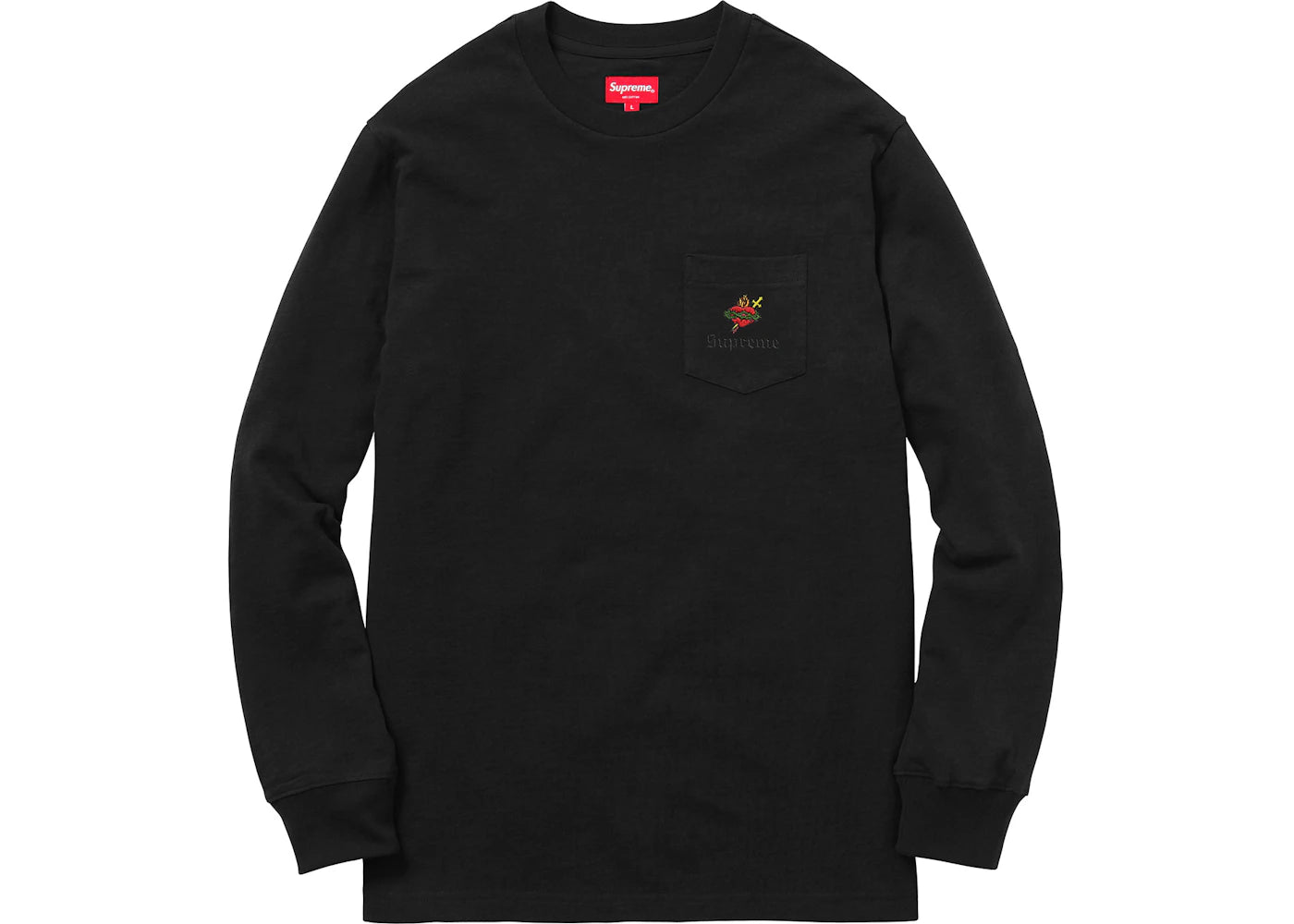 Supreme Sacred Heart L/S Pocket Tee Black