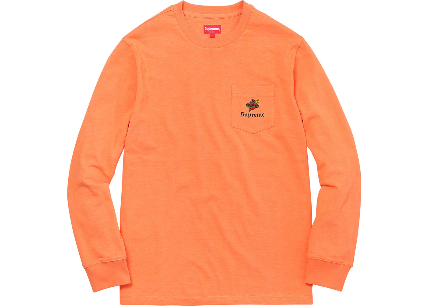 Supreme Sacred Heart L/S Pocket Tee Light Orange