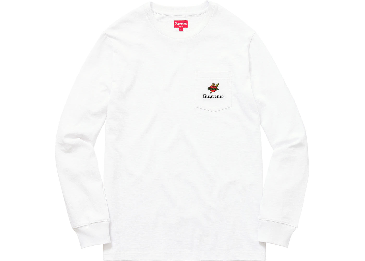 Supreme Sacred Heart L/S Pocket Tee White