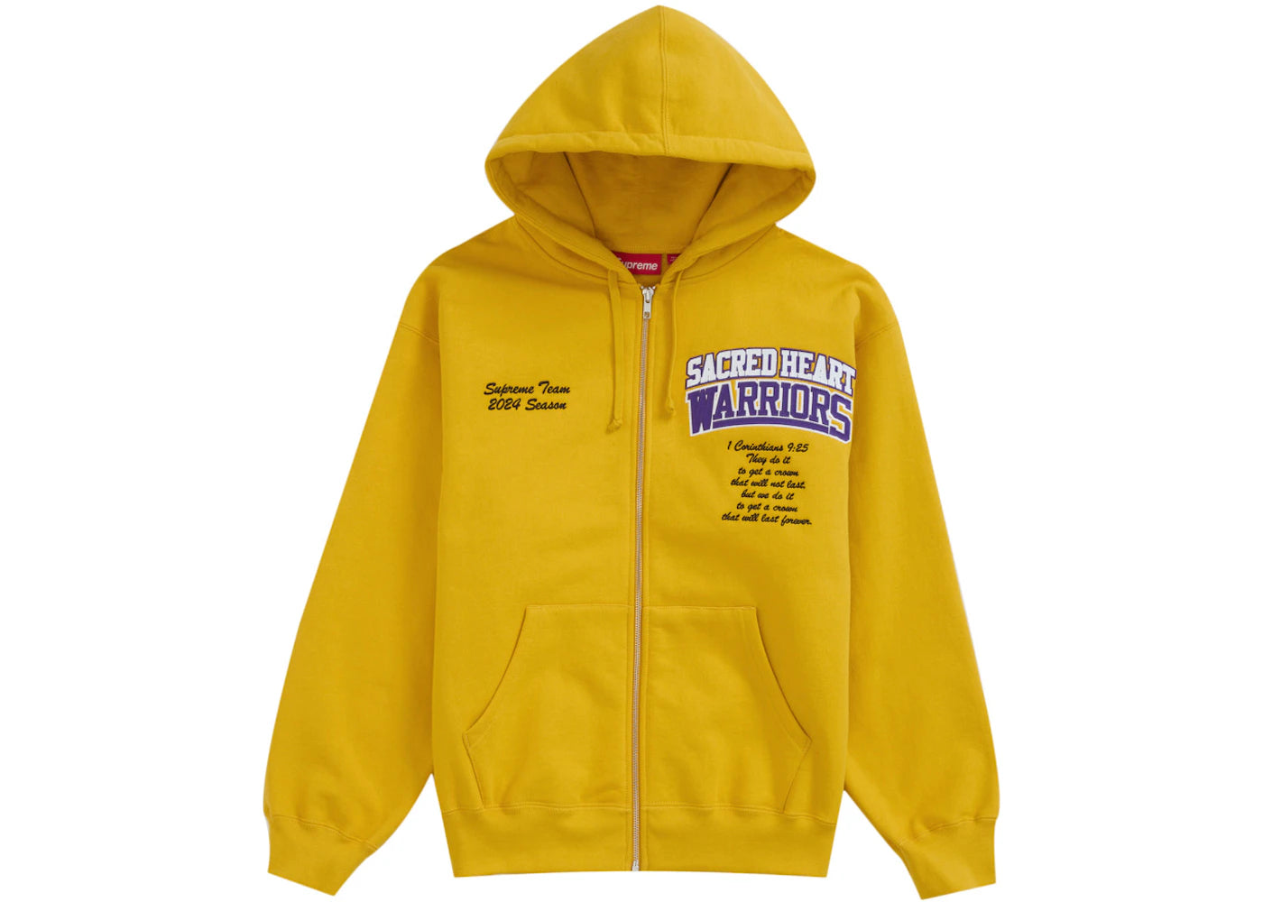 Supreme Salvation Zip Up Hooded Sweatshirt Gold