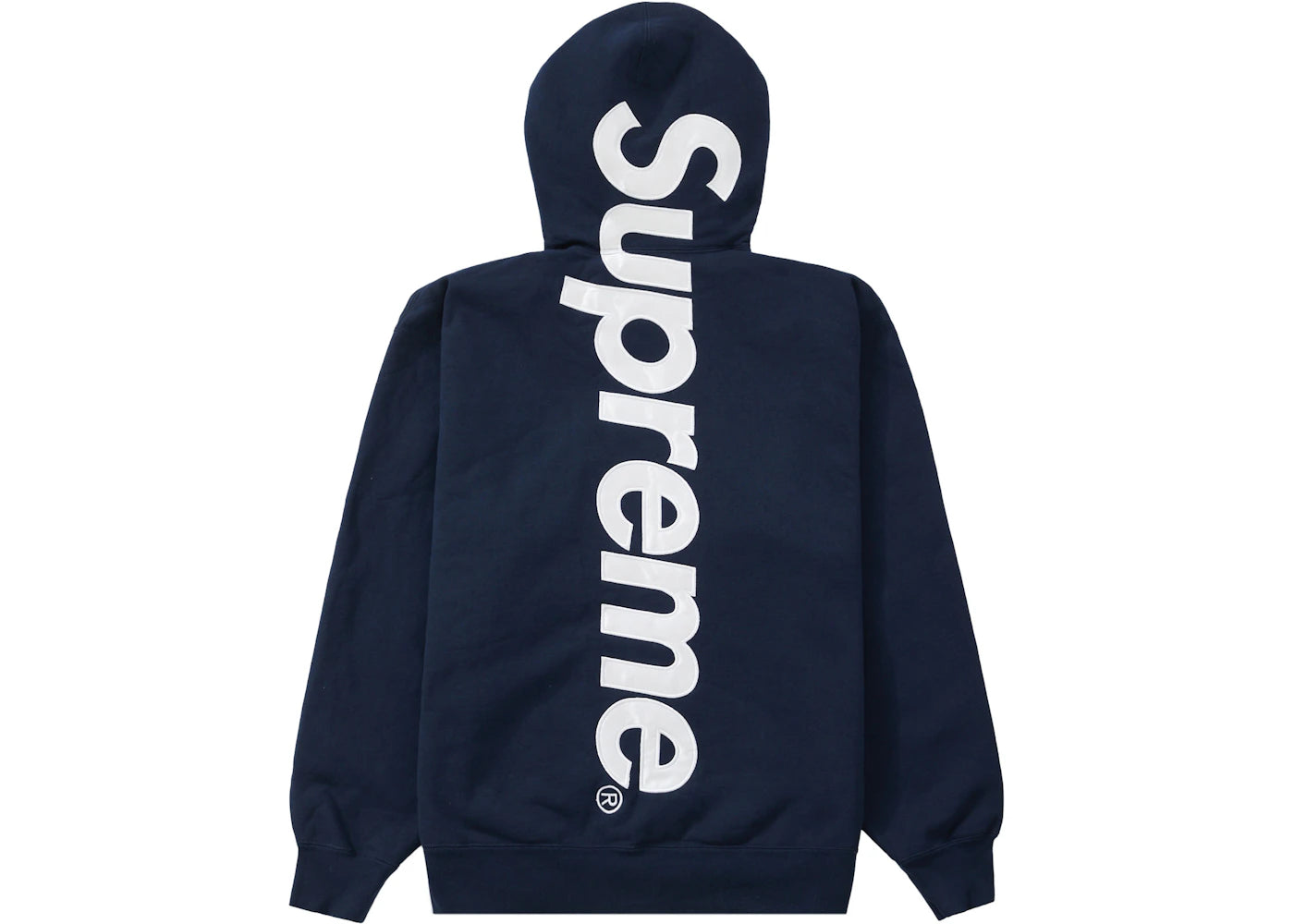 Supreme Satin Appliqué Hooded Sweatshirt Navy