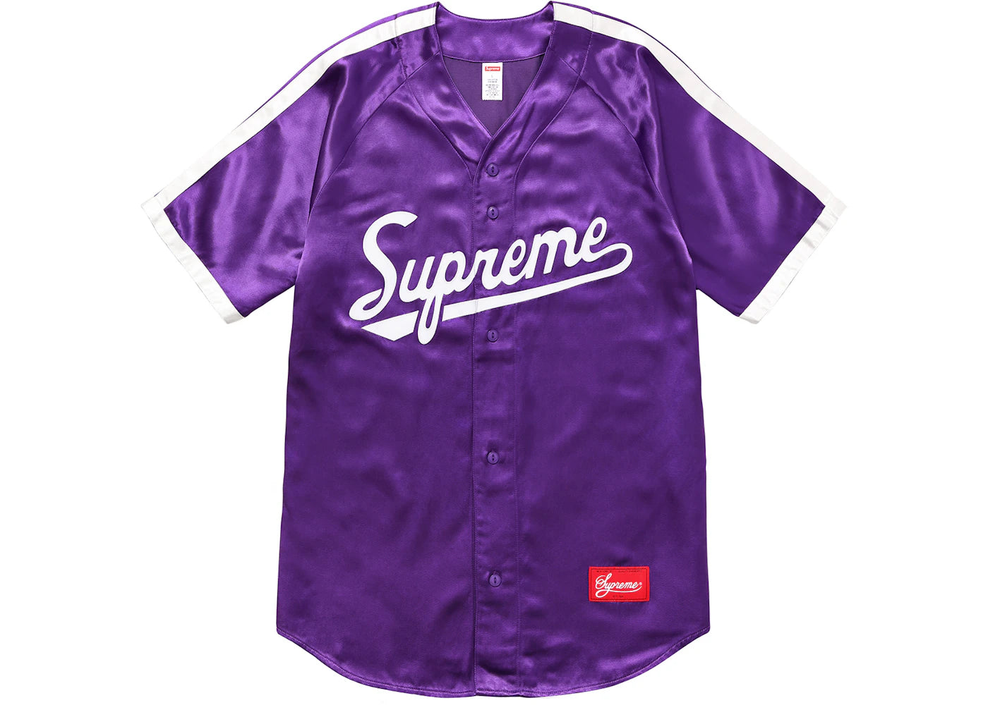 Supreme Satin Baseball Jersey Purple