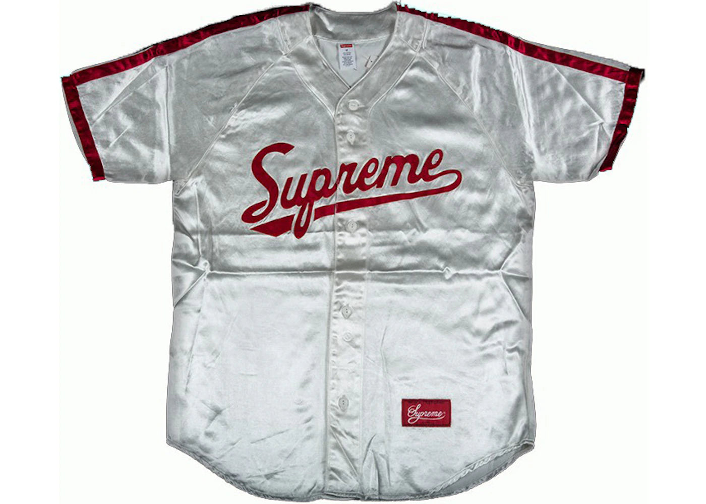 Supreme Satin Baseball Jersey White