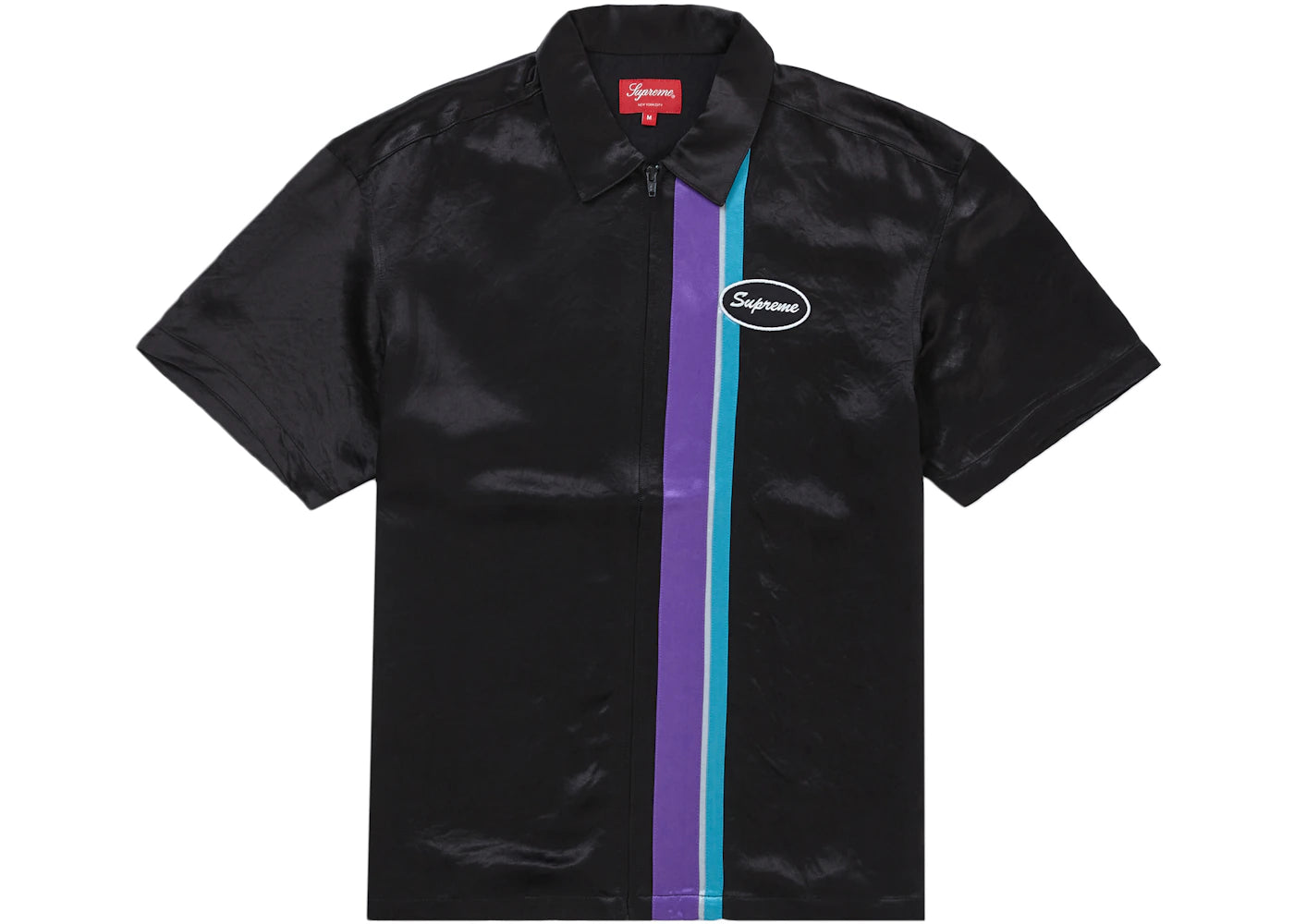 Supreme Satin Zip Up S/S Work Shirt Black