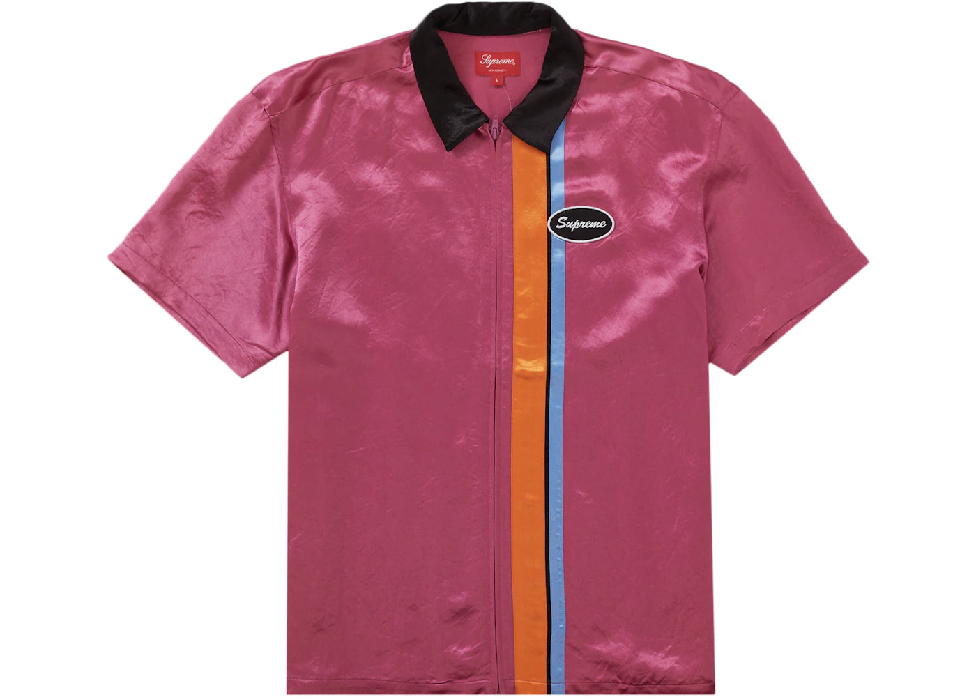 Supreme Satin Zip Up S/S Work Shirt Pink