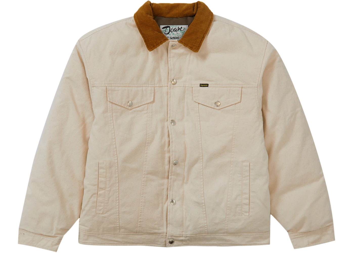 Supreme Schott Canvas Down Trucker Jacket Natural