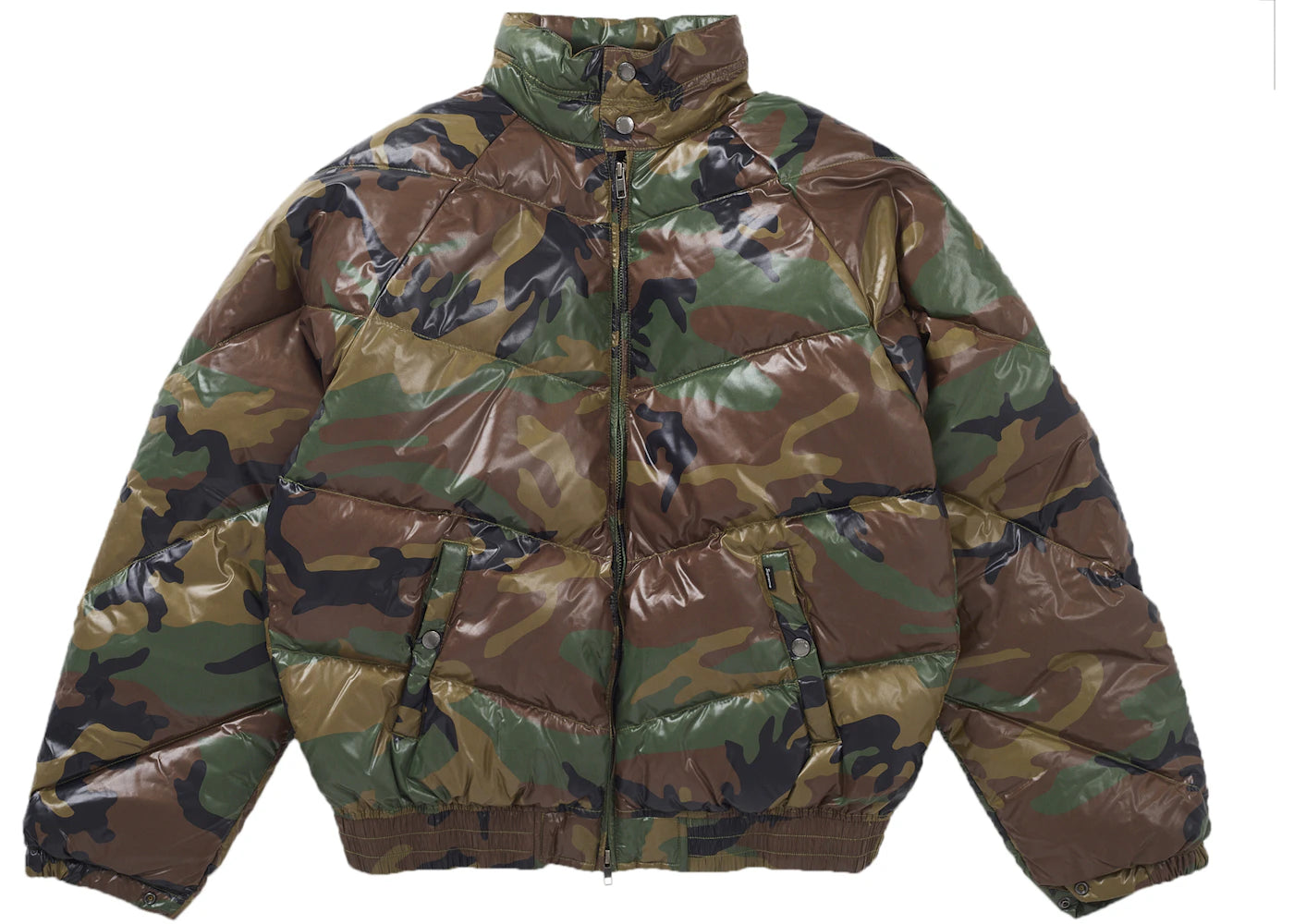 Supreme Schott Glossy Lightweight Down Puffer Jacket Woodland Camo