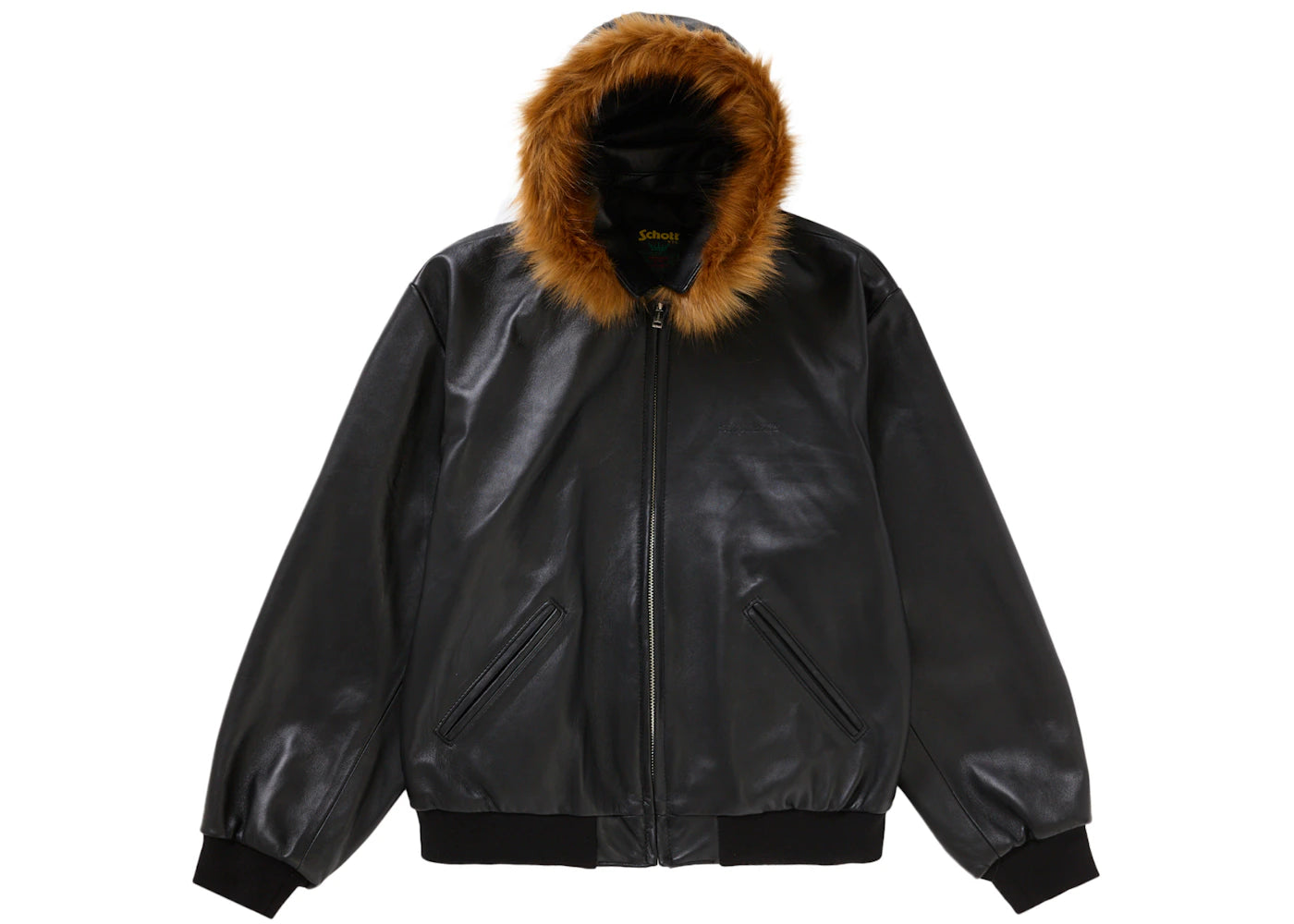 Supreme Schott Hooded Leather Bomber Jacket Black