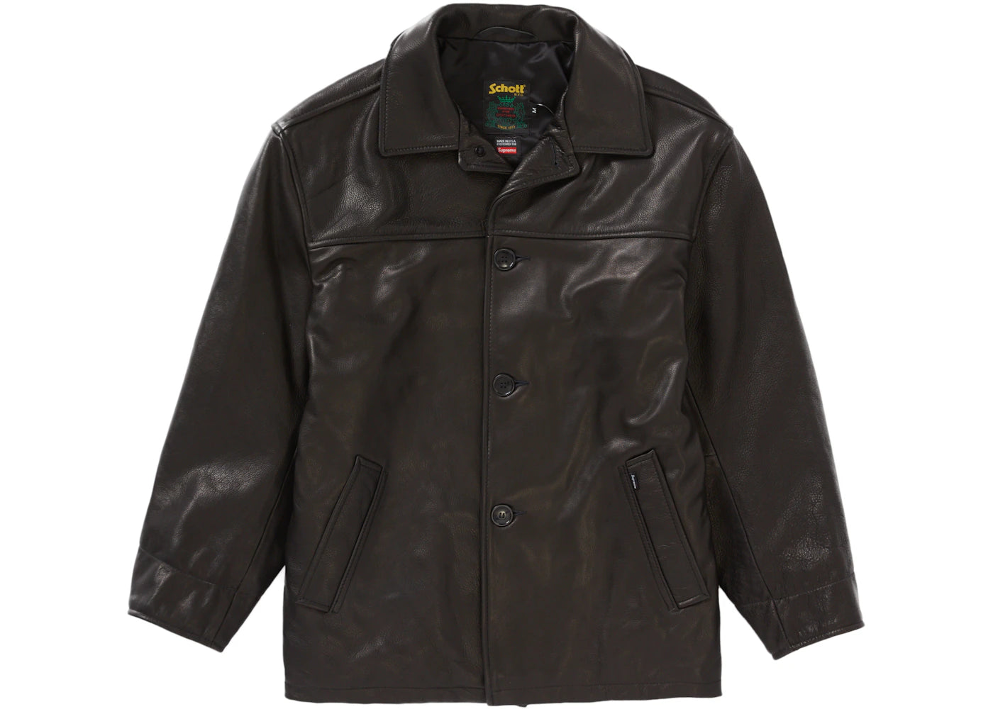 Supreme Schott Leather Car Coat Black