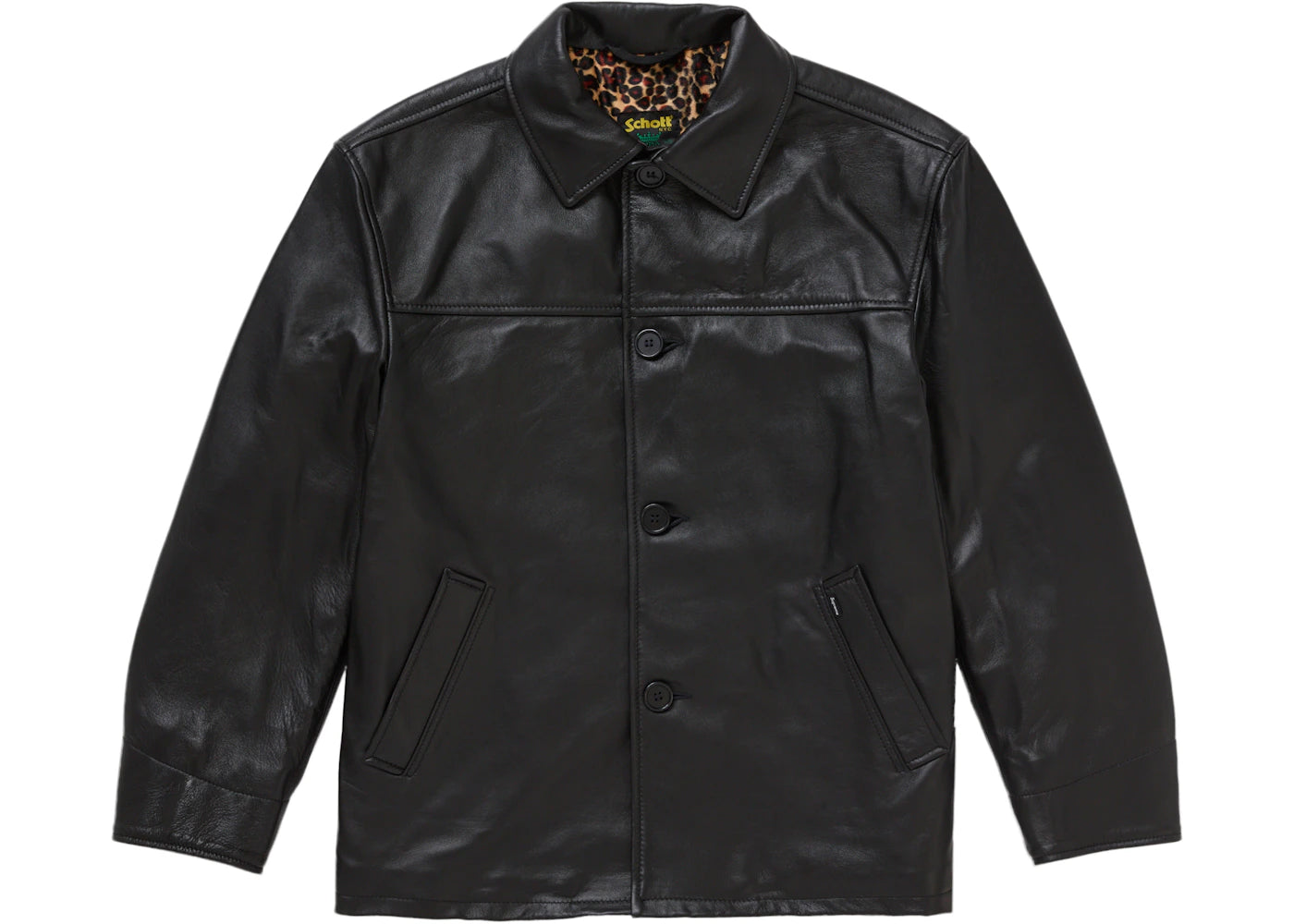 Supreme Schott Leather Car Coat (SS25) Black