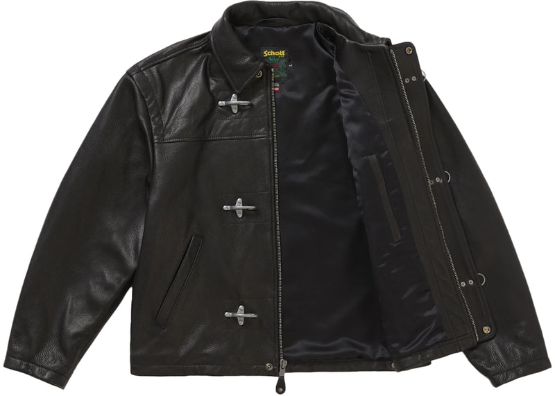 Supreme Schott Leather Clip Jacket Black – Side Kicks