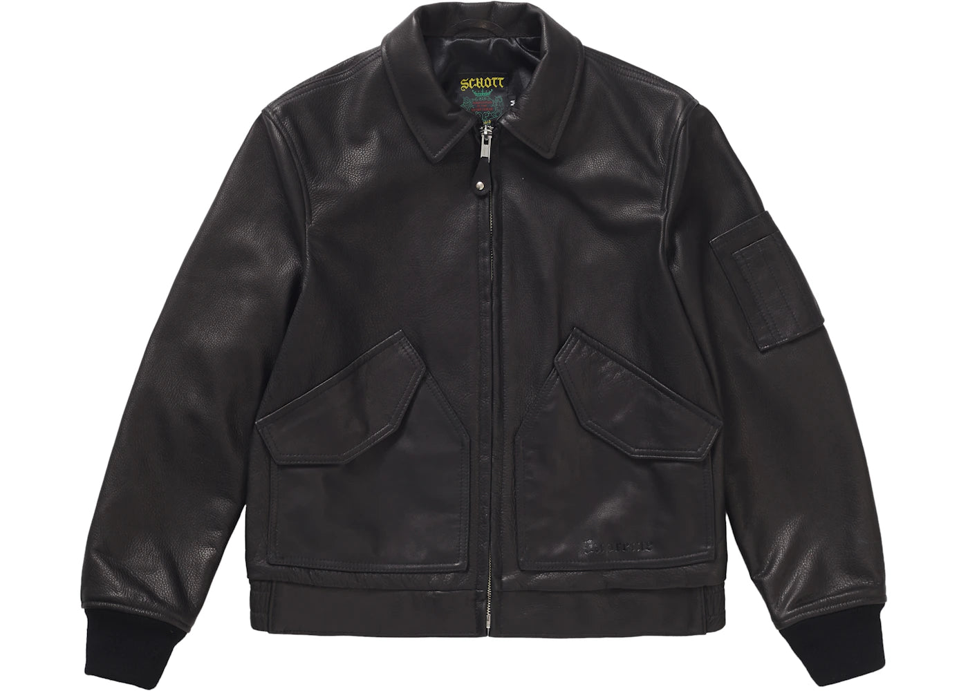 Supreme Schott Leather Tanker Jacket Black