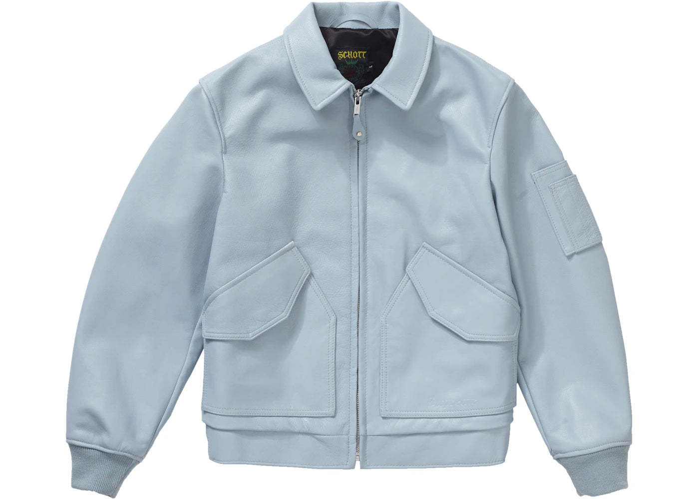 Supreme Schott Leather Tanker Jacket Light Blue